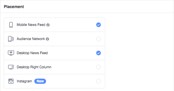 Facebook Ad Set Placement
