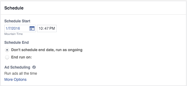 Facebook Ad Set Schedule