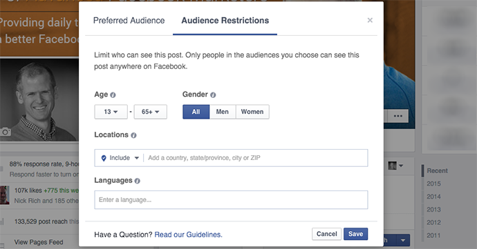 Facebook Audience Restrictions