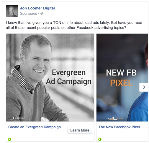 Facebook Evergreen Campaign Articles