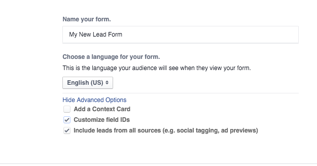 Facebook Lead Ads Edit Field IDs