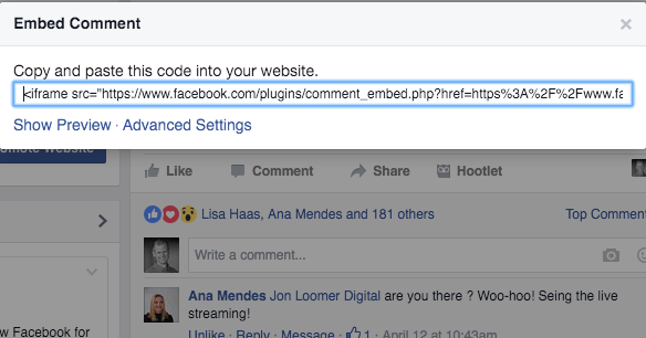 Facebook Embedded Comment
