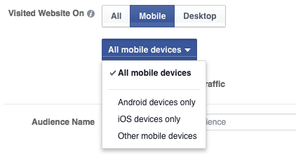 Website Custom Audience Advanced Mode Mobile