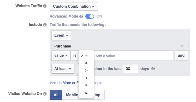 Website Custom Audience Advanced Mode Purchase