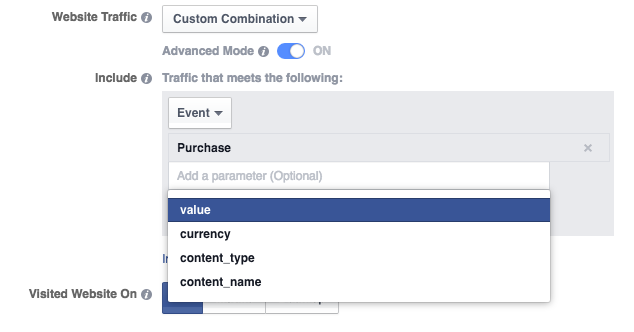 Website Custom Audience Advanced Mode Purchase