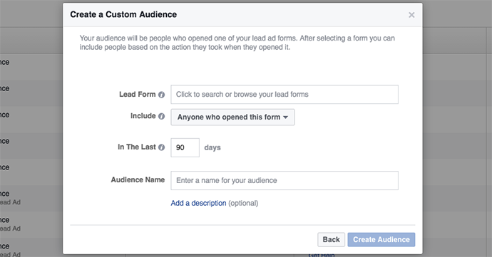 Engagement on Facebook Custom Audience Lead Ad