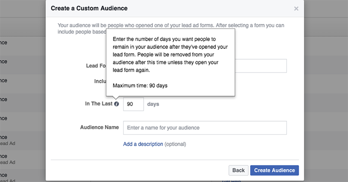 Engagement on Facebook Custom Audience Lead Ad