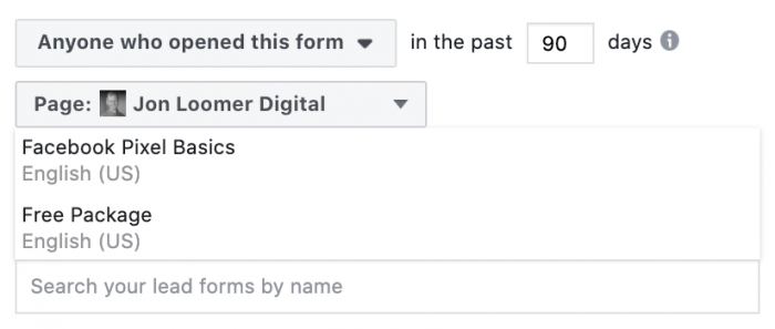 Facebook Lead Form Custom Audience