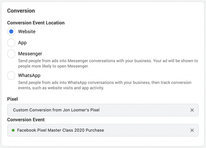 Facebook Conversion Event