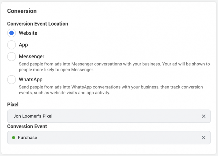 Facebook Conversion Event