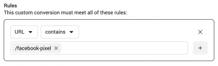 Facebook Custom Conversion Rule