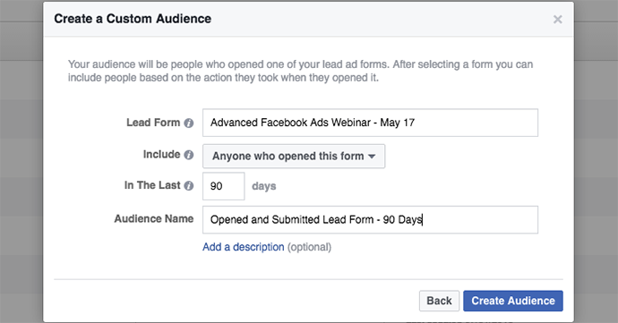 Facebook Lead Ad Custom Audiences
