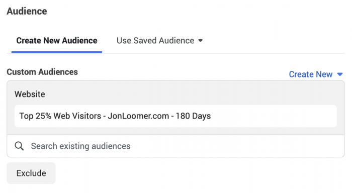 Time on Website Custom Audience