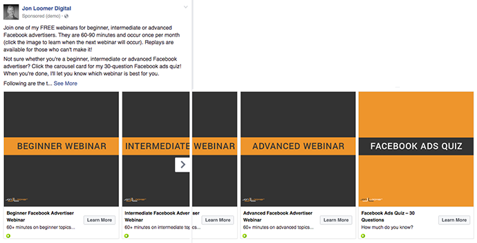 Webinars Facebook Carousel