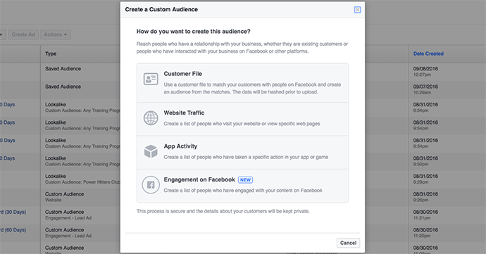 Facebook Canvas Custom Audiences