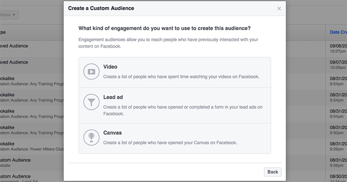 Facebook Canvas Custom Audiences