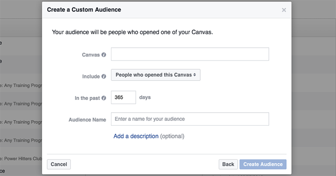 Facebook Canvas Custom Audiences