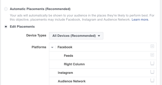 Facebook Messenger Destination Placement