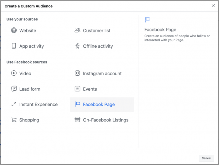 Facebook Page Engagement Custom Audience