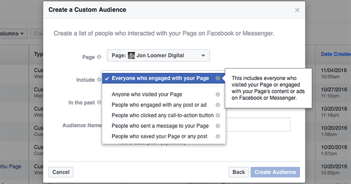Facebook Page Engagement Custom Audiences