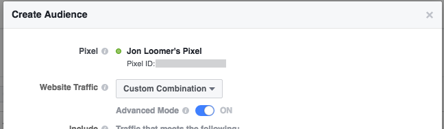 Facebook Website Custom Audience Advanced Mode