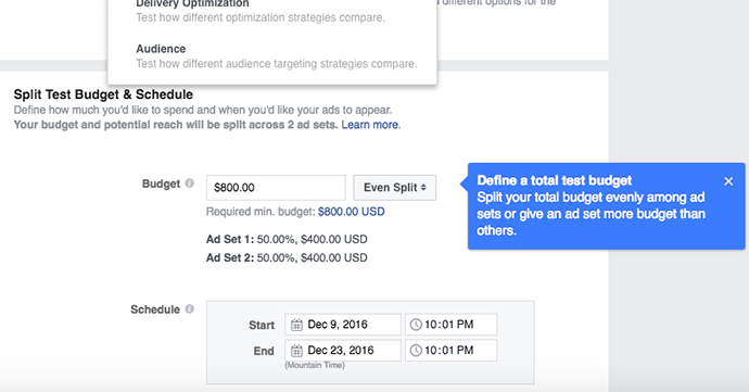 Facebook Ad Split Testing