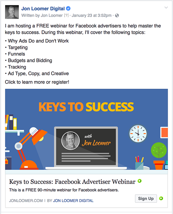 Facebook Ads Webinar Ad