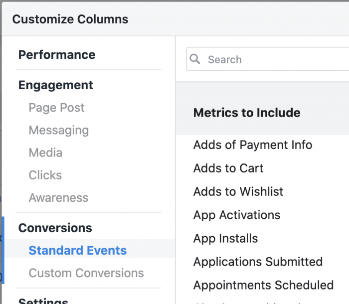 Facebook Ads Customize Columns