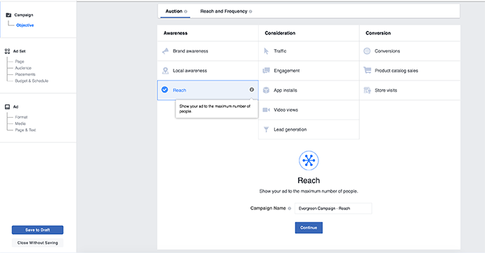 Facebook Reach Campaign Objective