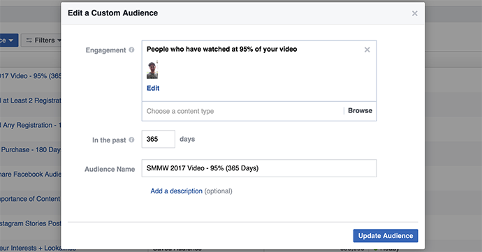 Facebook Video View Custom Audience