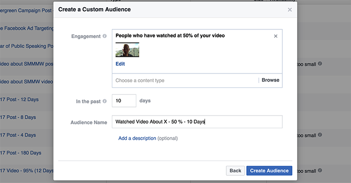 Facebook Video View Custom Audience