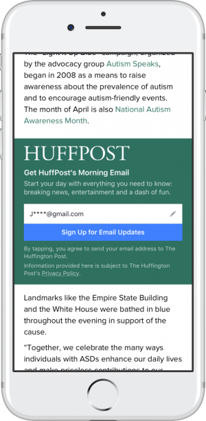 Email Signup Call-to-Action Unit Instant Articles