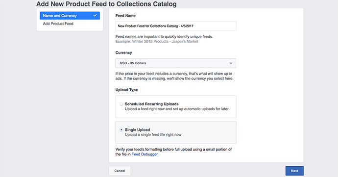 Facebook Product Catalog