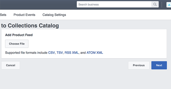 Facebook Product Catalog