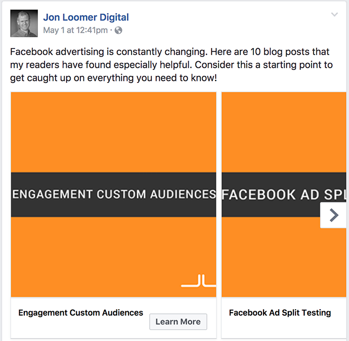 Facebook Ad Carousel