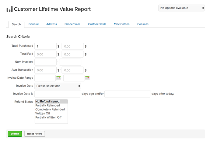 Customer Lifetime Value Report