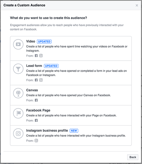 Facebook Engagement Custom Audiences