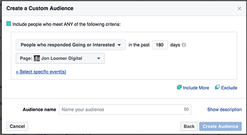 Facebook Event Custom Audiences