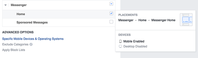 Facebook Messenger Home Placement