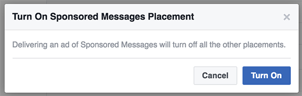 Facebook Sponsored Message Placement