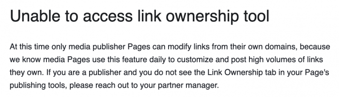 Facebook Link Ownership Tool