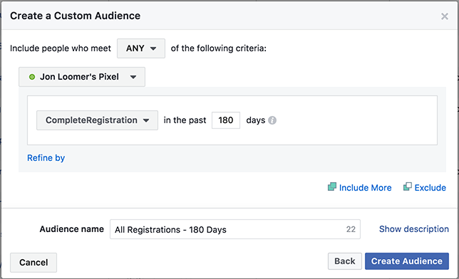 Website Custom Audiences Events