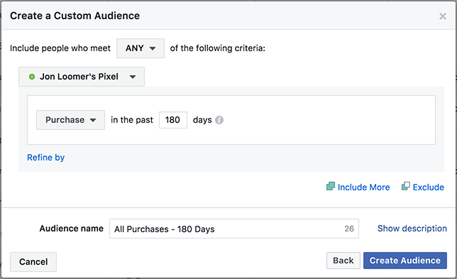 Website Custom Audiences Events