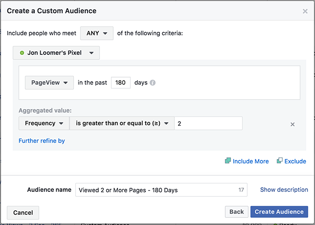 Website Custom Audiences Events