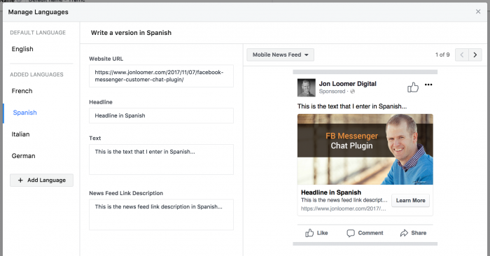 Facebook Ads Dynamic Language Optimization