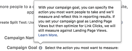 Facebook Campaign Goals