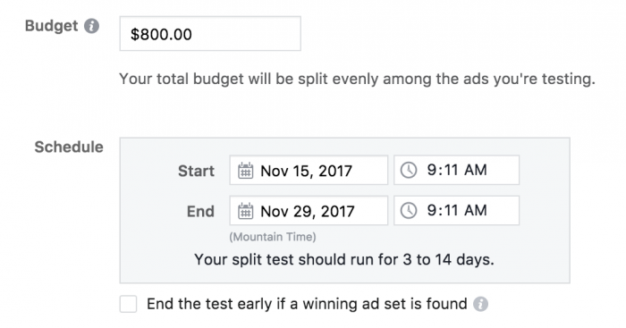 Facebook Split Testing