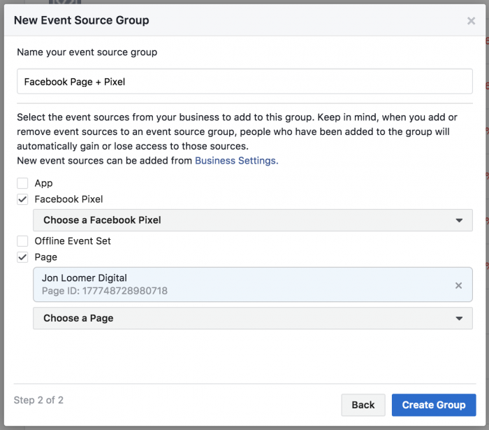 Facebook Analytics Event Source Group