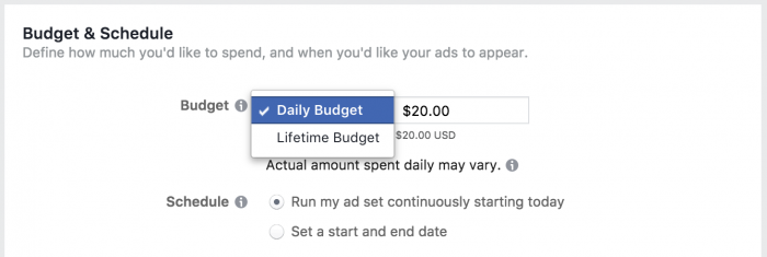 Facebook Ad Set Budget