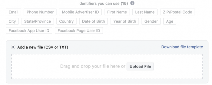 Facebook Customer File Custom Audience